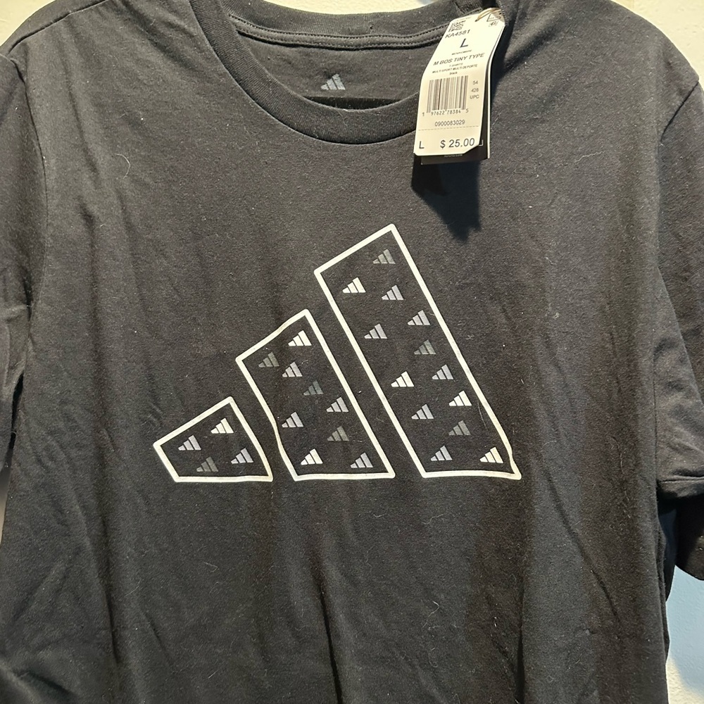 Adidas Men's Black Tee with White Logo